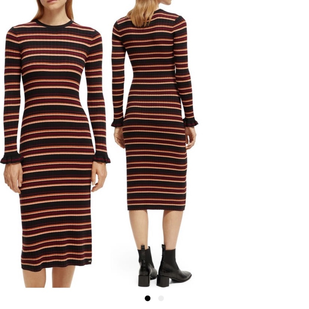 Scotch & soda rib long sleeve sweater dress